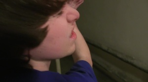 A wild 18yo teen with chaotic hairstyle sucks off