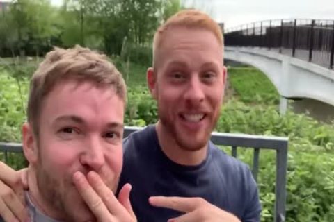 Two sleazy dudes Have Sex In Woods - Third twink Joins In