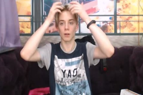 skinny teen Playing With large hairless cock And Balls - Buttplug