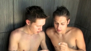 Boys-Smoking.com: Tattooed Evan rimming outdoors