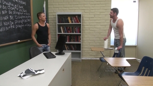 Men: Short-haired Teen Gets Fucked by the Tattooed Janitor